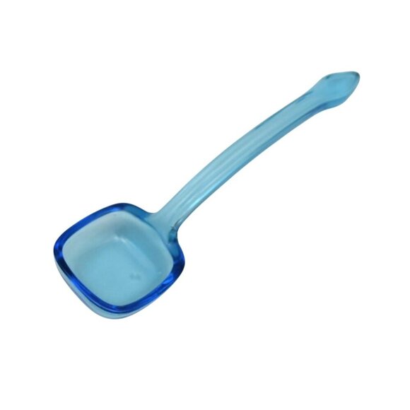 Vintage Blue Glass Condiment Bowl Set Matching Bowl Spoon Plate - Picture 8 of 9